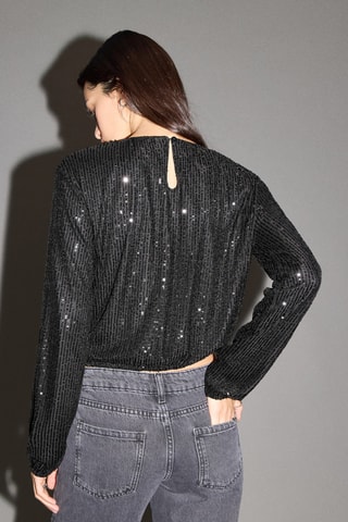 Blouse à paillettes - Noir