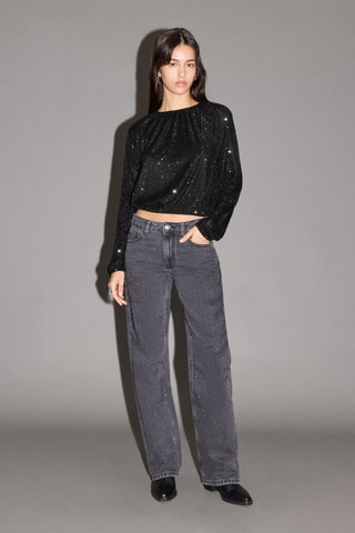 Blouse à paillettes - Noir