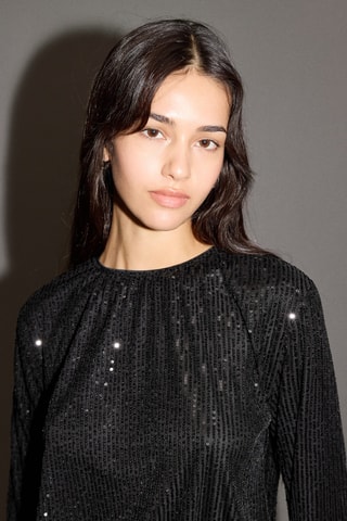 Blouse à paillettes - Noir