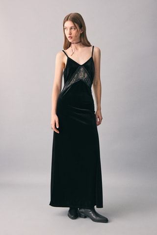 Robe longue dentelle - Noir