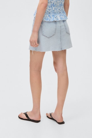 Minijupe jean ourlet effiloché - Bleu clair