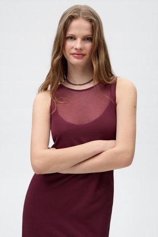 Robe tissu semi-transparent - Rouge