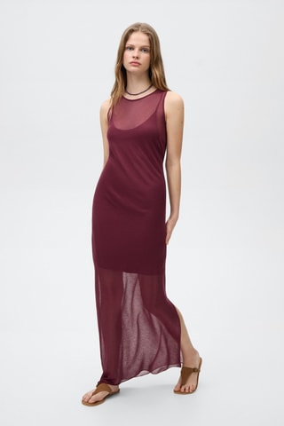 Robe tissu semi-transparent - Rouge