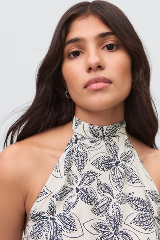 Robe à emmanchures américaines imprimé fleuri - Blanc