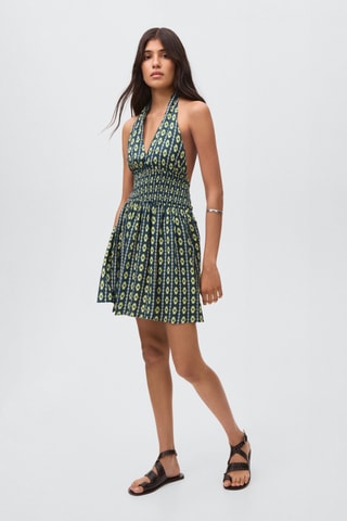 Robe imprimée à emmanchures américaines - Bleu marine