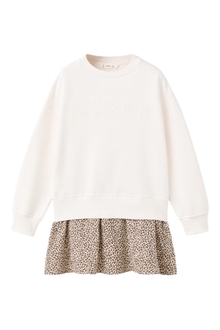 Robe effet sweat léopard - Blanc