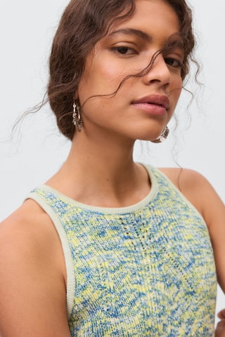 Top maille multicolore - Vert