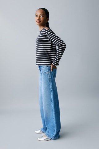T-shirt cut-out à rayures - Bleu marine