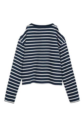 T-shirt cut-out à rayures - Bleu marine