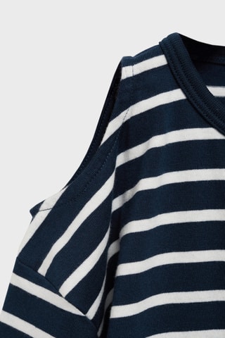 T-shirt cut-out à rayures - Bleu marine