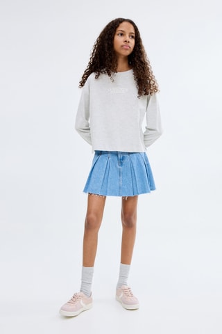 T-shirt manches longues imprimé - Gris clair