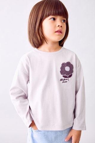 T-shirt détail brodé - Marron clair