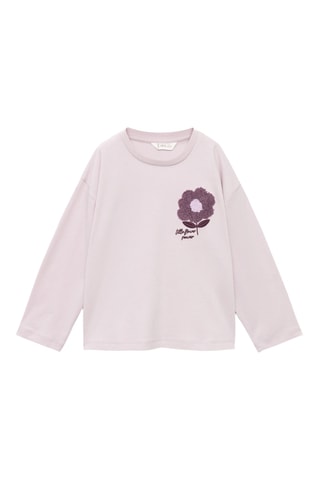 T-shirt détail brodé - Marron clair