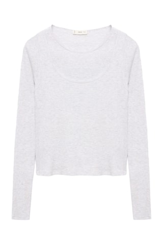 T-shirt coton à superposition - Gris clair