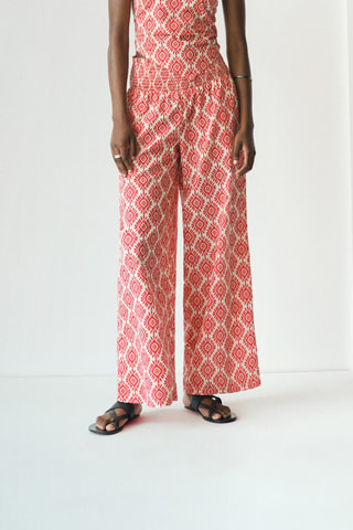 Pantalon taille haute - Rouge