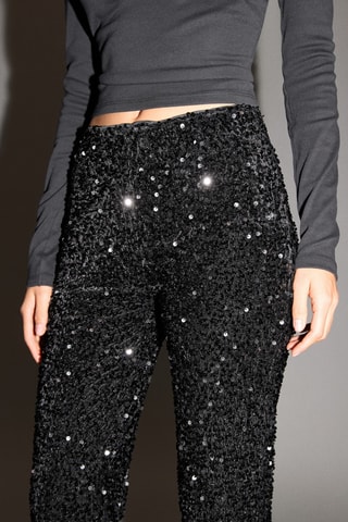 Pantalon flare sequins - Noir