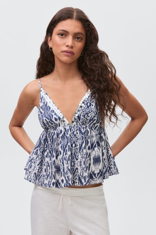 Top imprimé paillettes - Bleu marine