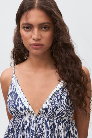 Top imprimé paillettes - Bleu marine