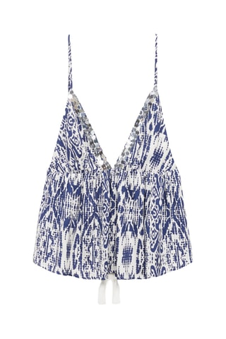Top imprimé paillettes - Bleu marine