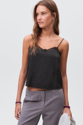 Top lingerie léopard - Noir