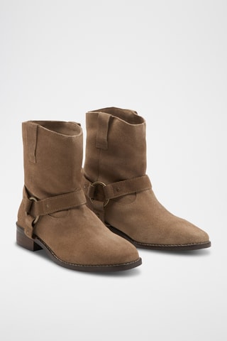 Bottines cuir suède cow-boy - Marron