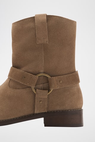 Bottines cuir suède cow-boy - Marron