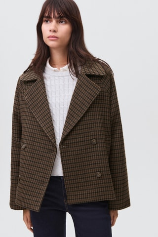 Manteau à carreaux en laine - Marron