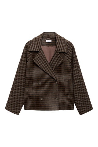 Manteau à carreaux en laine - Marron