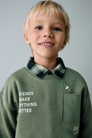 Sweat Snoopy brodé - Vert