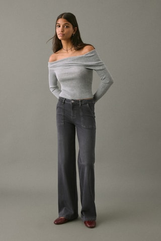 Jean style jupe-culotte étoiles - Noir
