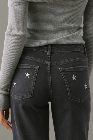 Jean style jupe-culotte étoiles - Noir