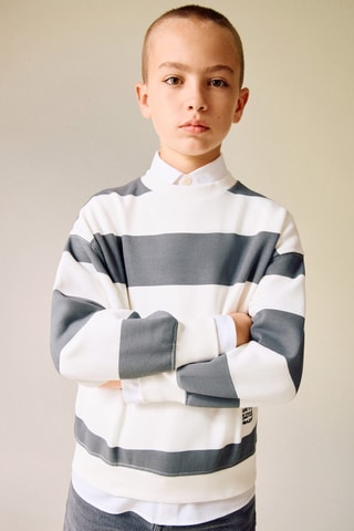 Sweat-shirt coton rayures - Anthracite