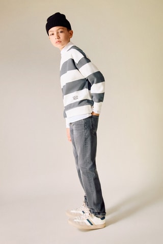 Sweat-shirt coton rayures - Anthracite