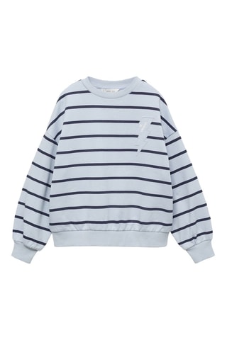 Sweat-shirt brodé rayures - Bleu