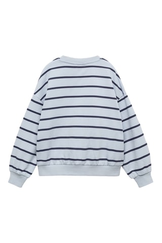 Sweat-shirt brodé rayures - Bleu