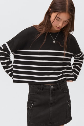 Pull-over en maille à rayures - Noir