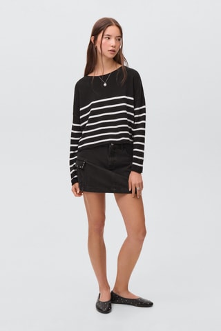 Pull-over en maille à rayures - Noir