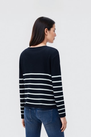 Pull-over en maille à rayures - Bleu marine