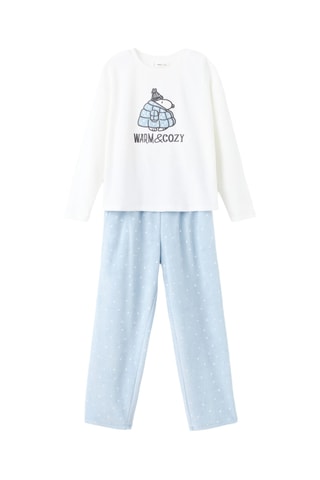 Pyjama long imprimé - Blanc