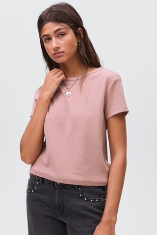 T-shirt coton ajusté - Rose