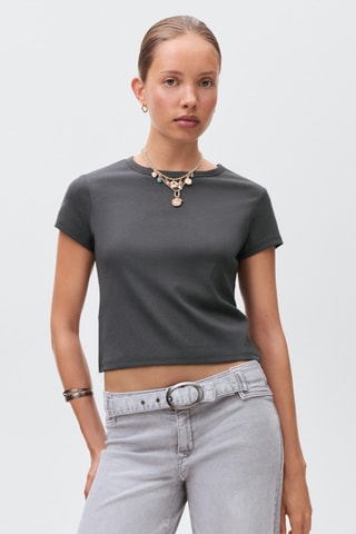 T-shirt coton ajusté - Anthracite