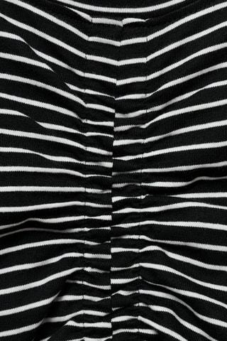 T-shirt à rayures froncé - Noir