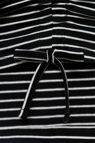 T-shirt à rayures froncé - Noir