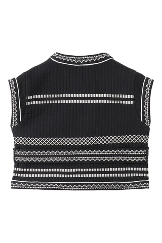 Gilet brodé ceinture - Noir