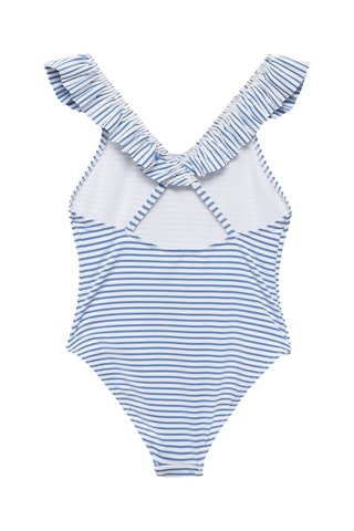 Maillot de bain à rayures et volants - Bleu