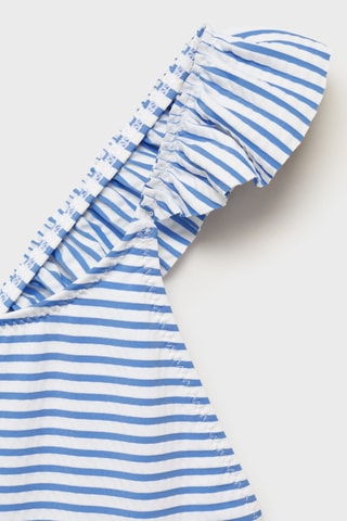 Maillot de bain à rayures et volants - Bleu