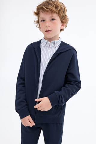 Sweat-shirt zippé à capuche - Bleu marine