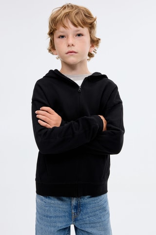 Sweat-shirt zippé à capuche - Noir