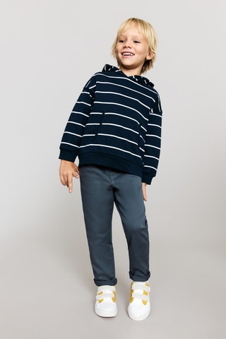 Sweat-shirt rayures capuche - Bleu marine