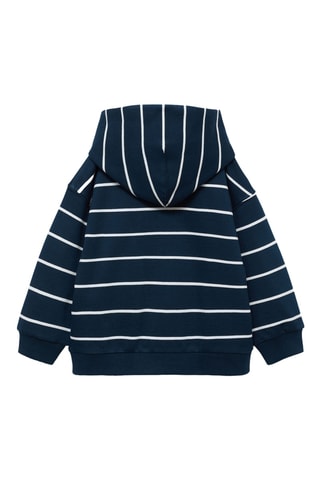 Sweat-shirt rayures capuche - Bleu marine